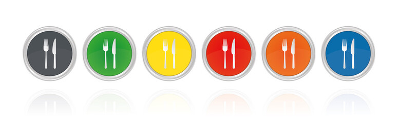 Messer und Gabel - Silberne Buttons