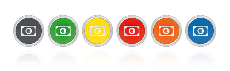 Euro Banknote - Silberne Buttons