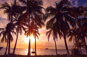 Obraz na płótnie Canvas Isla Mujeres island Caribbean beach sunset