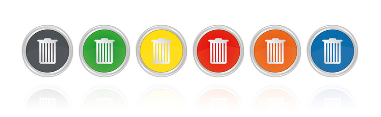 Mülleimer - Papierkorb - Silberne Buttons
