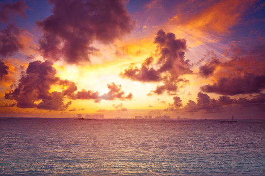 Isla Mujeres island Caribbean beach sunset