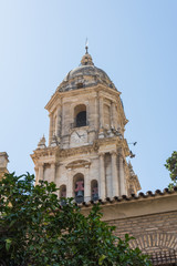 Fototapeta na wymiar Malaga cathedral la manquita exterior view