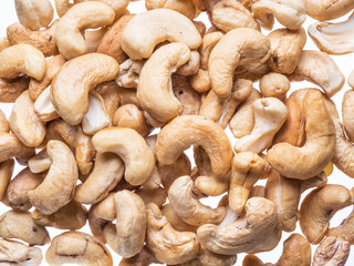 Cashew or indian nut on the white background.