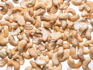 Cashew or indian nut on the white background.