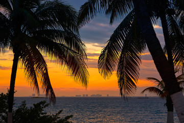 Fototapeta na wymiar Isla Mujeres island Caribbean beach sunset