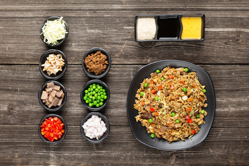 tasty japanese food on table
