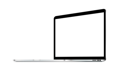 Laptop mockup isolated - perspective 3/4 right view. Vector illustration