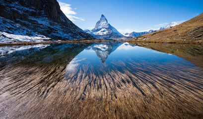 Gigantic Matterhorn and reflection - obrazy, fototapety, plakaty
