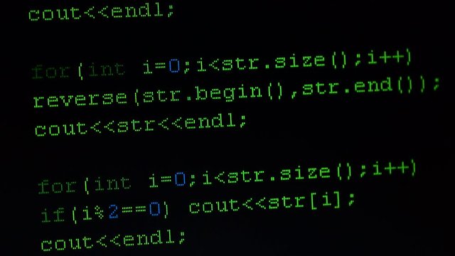 Source code on the monitor screen.