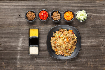 tasty japanese food on table