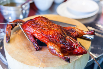 Roasted Duck on the Chopping Block