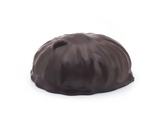 Marshmallow in chocolate on a white background