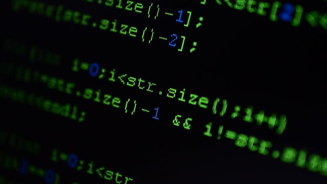 Source code on the monitor screen.