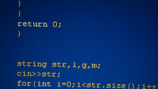 Source code on the monitor screen.