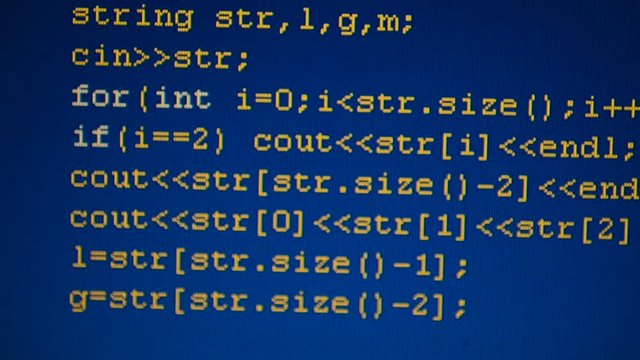 Source code on the monitor screen.