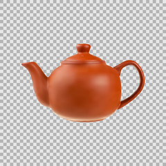 Teapot in a realistic style isolated on transparent background. 3d. Stock - Vector illustration for your design and business