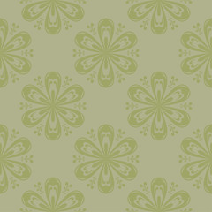 Fototapeta premium Olive green floral seamless pattern. Ornamental background