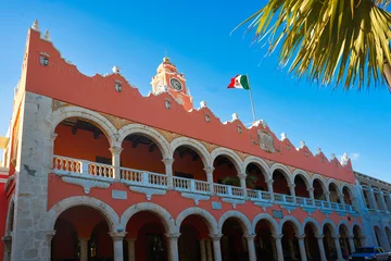 Poster Merida city Town hall of Yucatan  Mexico © lunamarina