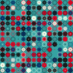 Fototapeta na wymiar Geometric abstract seamless pattern of colored shapes