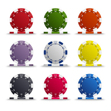 Collection of colored poker chips template