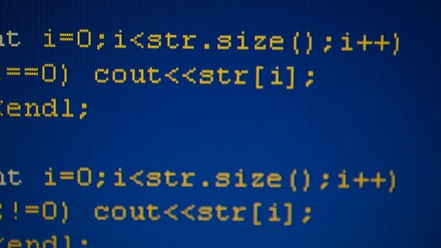 Source code on the monitor screen.