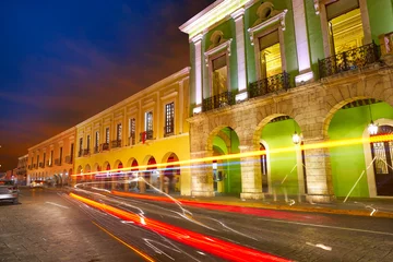 Foto auf Glas Merida city colorful facades Yucatan Mexico © lunamarina