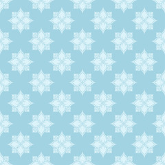 White floral seamless pattern on blue background