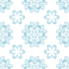 Fototapeta na wymiar Light blue and white floral seamless pattern