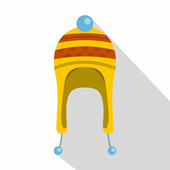 Winter hat icon, flat style