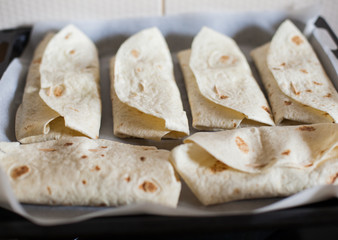 Burrito homemade preparing