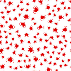 Vector seamless abstract pattern. Pink hearts on white background