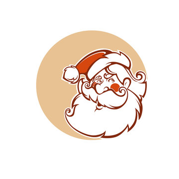 Santa Claus image in cartoon style. Vector illustration for greeting Christmas card.