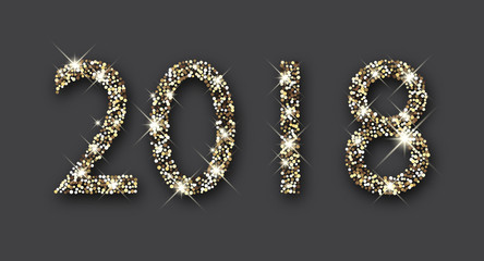 New Year background with silver 2018.