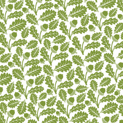 background pattern with green acorn with leaves