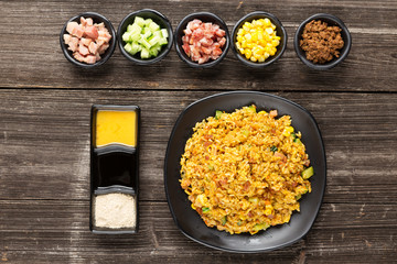 tasty japanese food on table