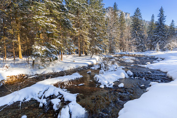 Beautiful scenery of Tatra mountains at snowy winter, Poland