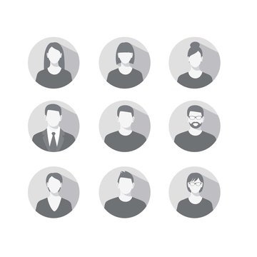 Set of profile icons for men and women