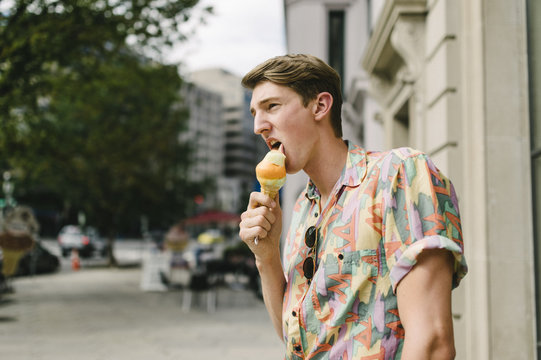 Man eating ice cream