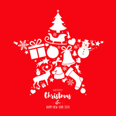 Fototapeta na wymiar Christmas Card with star and decorations