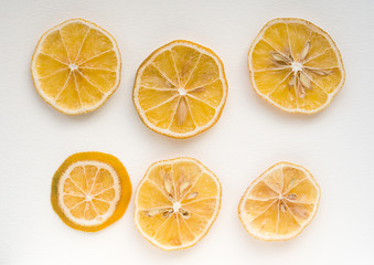 Slices of orange on white