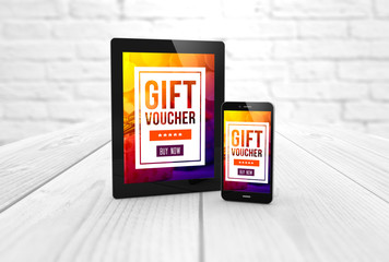gift voucher tablet and smart phone