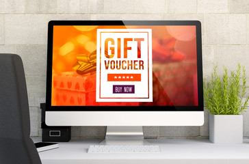 workspace with gift voucher