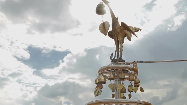Sacral bells in Wat Saket Ratcha Wora Maha Wihan the Golden Mount . Bangkok Thailand.