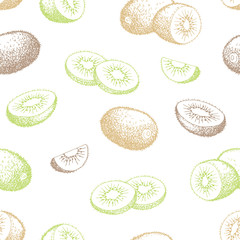 Kiwi fruit graphic color seamless pattern sketch illustration vector