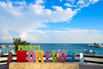 Puerto Morelos word sign in Riviera Maya