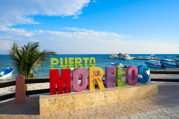 Puerto Morelos word sign in Riviera Maya