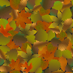 Fallen leaves seamless pattern. Vector illustration of herbarium