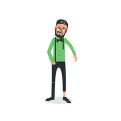 Exhausted and completely wiped out cartoon guy in casual clothes, gesturing. Vector illustration. Modern flat design.