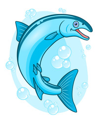 Cartoon happy coho salmon