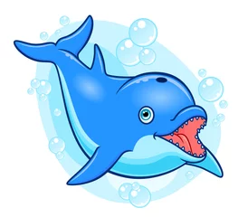 Tuinposter Cartoon gelukkige dolfijn © alekseymartynov